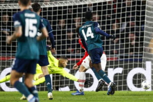 Eddie Nketiah scored his first Champions League goal in four appearances to give Arsenal the lead in Eindhoven