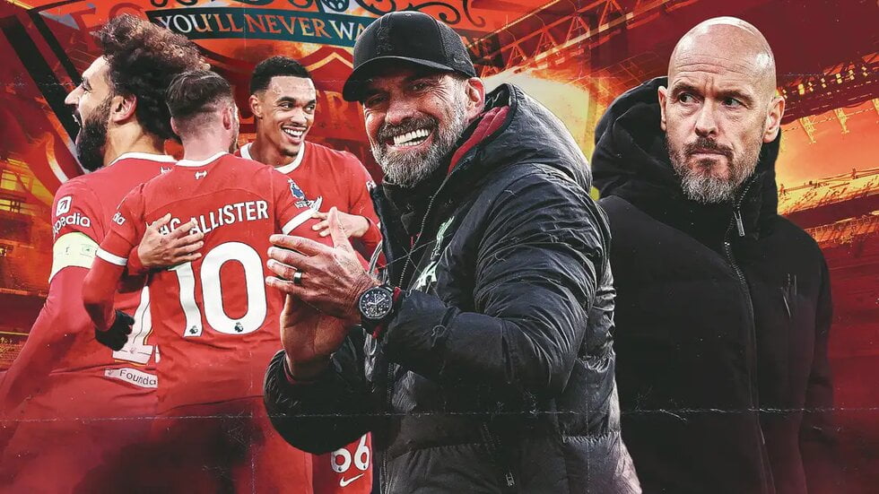 Jurgen Klopp and Erik ten Hag. Liverpool vs Man Utd