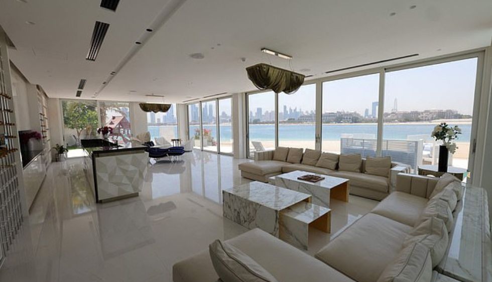 A living room of a luxury villa for sale on 'Billionaire's Island', with some as large as 45,000 square feet
