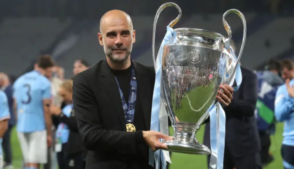 Guardiola won the treble with Man City