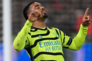 Gabriel Jesus celebrates giving Arsenal the lead