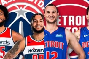 On the left, Marvin Bagley and Isaiah Livers, and on the right, Danilo Gallinari and Mike Muscala.