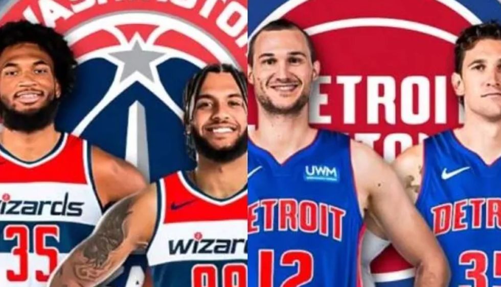 On the left, Marvin Bagley and Isaiah Livers, and on the right, Danilo Gallinari and Mike Muscala.