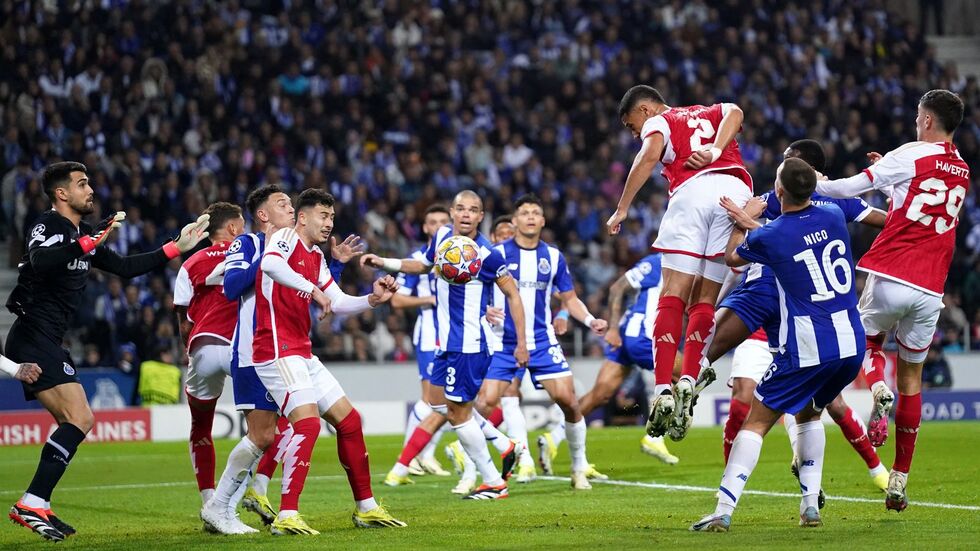 William Saliba had Arsenal's best chance of the night from a corner
