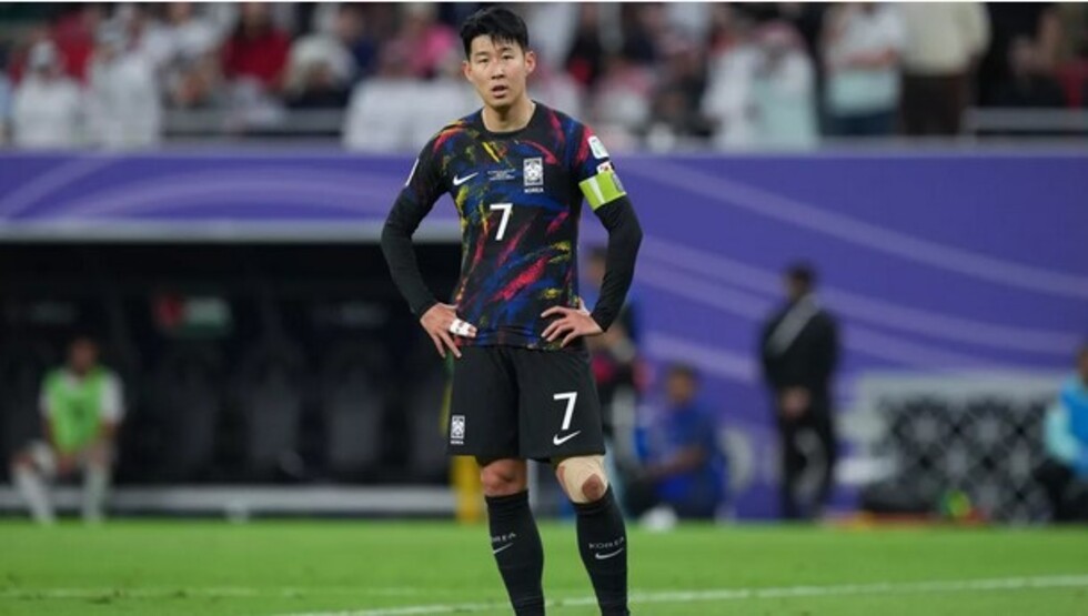 Son Heung Min of Korea Republic looks dejected during the AFC Asian Cup semi final match between Jordan and South Korea at Ahmad Bin Ali Stadium on February 6, 2024 in Doha, Qatar