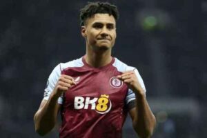 Ollie Watkins of Aston Villa celebrate 2nd goal during the Premier League match between Tottenham Hotspur and Aston Villa at Tottenham Hotspur Stadium on November 26, 2023 in London, United Kingdom.